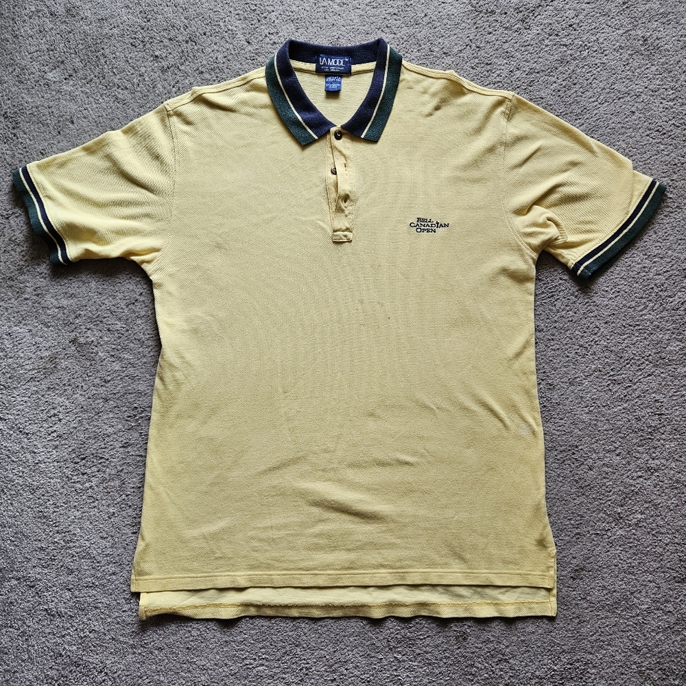 Vintage Mens La Mode "Bell Canadian Open" golf polo shirt. Large. Made in 🇺🇸